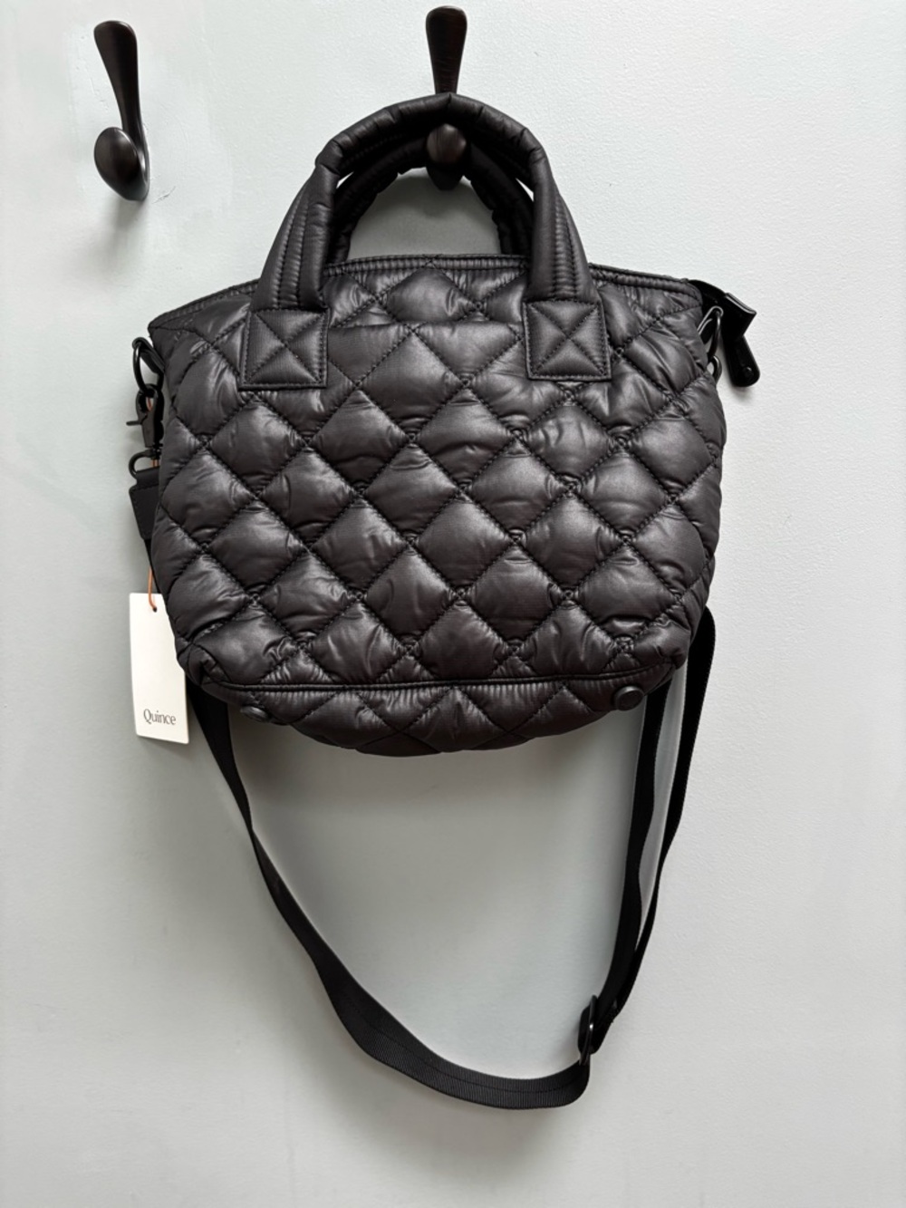 Quince Black Quilted Crossbody Tote - Picture 6 of 8